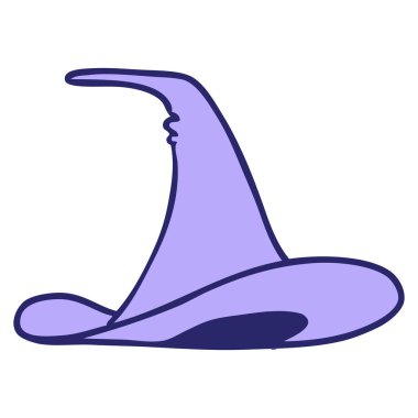 Parlak neon renkli bir cadı şapkasının el çizimi karalaması.