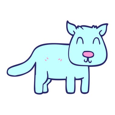 çizgi film karalaması parlak neon renkli sakin köpek