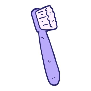 El çizimi karalama tarzı çizgi film diş fırçası. Parlak neon rengi.