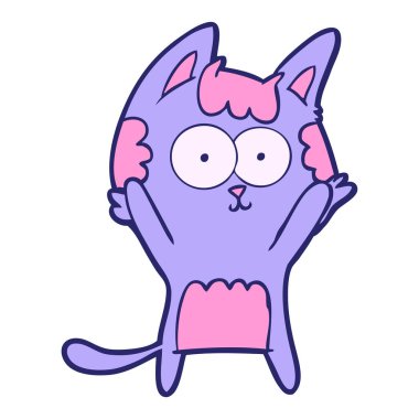 Parlak neon renkli mutlu çizgi film kedisi