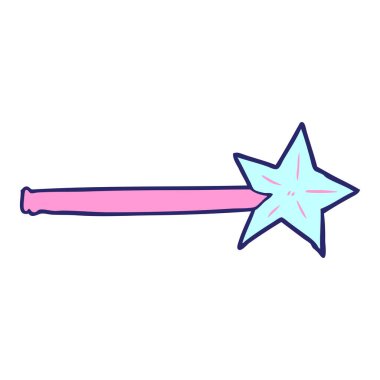 çizgi film sihirli yıldız değneği parlak neon rengi