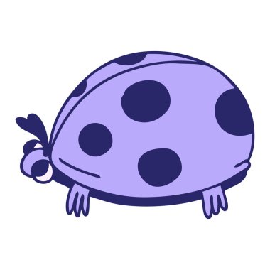 El çizimi, parlak neon renkli uğur böceği çizgi filmi