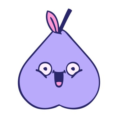 Parlak neon renkli yeşil armut karikatürü.