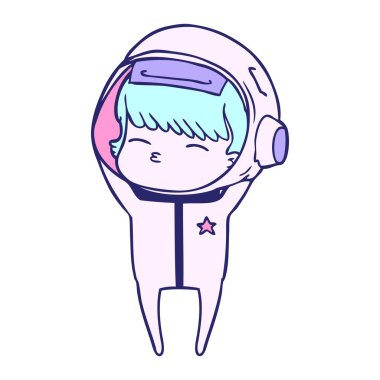 çizgi film meraklısı parlak neon renkli astronot