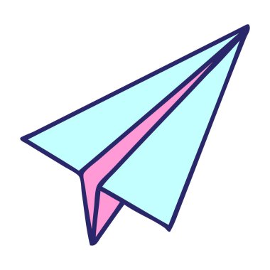 Parlak neon renkli kağıt uçak karikatürü.