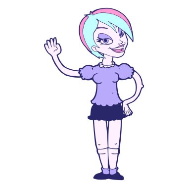 çizgi filmlerdeki parlak neon renkli kadın.