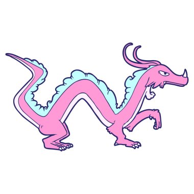 parlak neon renkli çizgi film ejderhası