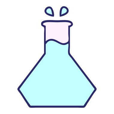 Parlak neon renkli bir bilim deneyinin sevimli karikatürü