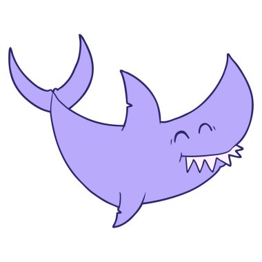 parlak neon renkli çizgi film köpekbalığı