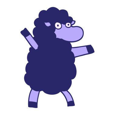 çizgi film karalaması parlak neon renkli kara koyun