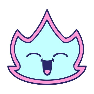 Parlak neon renkli şirin bir ateş karikatürü.