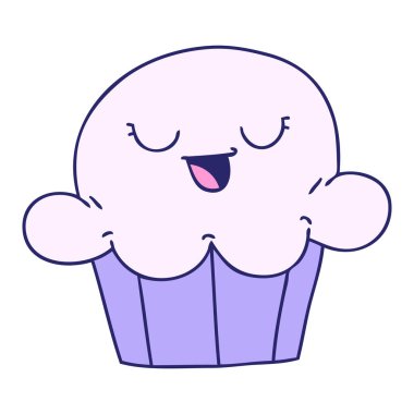 El çizimi tuhaf çizgi film mutlu pasta parlak neon rengi