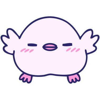 parlak neon renkli şirin bir yavru kuş çizgi filmi