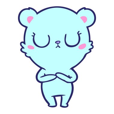 Ayıcık çizgi film karakteri parlak neon rengi