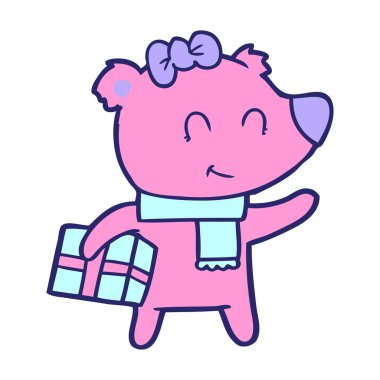 Ayı çizgi film çizeri parlak neon renkli mevcut