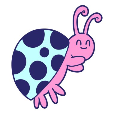 parlak neon renkli sevimli uğur böceği çizgi filmi