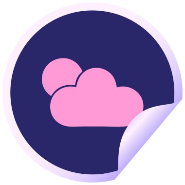 Bir güneş ışığı ve parlak neon renkli bulutun dairesel kabuk soyucu karikatürü