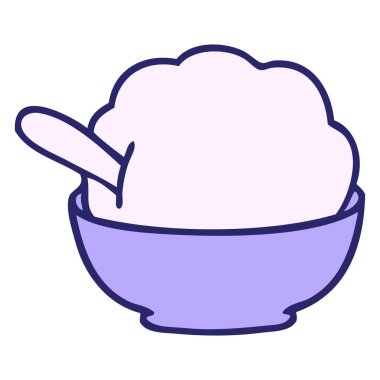 El çizimi çizgi film dondurma kasesi. Parlak neon renkli.