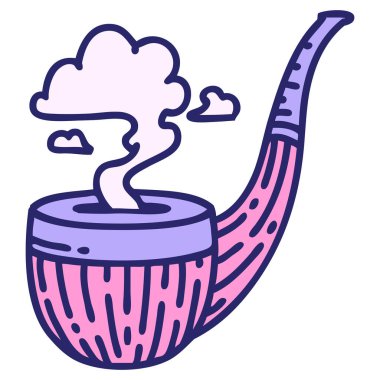 Parlak neon renkli sigara içen pipo simgesi