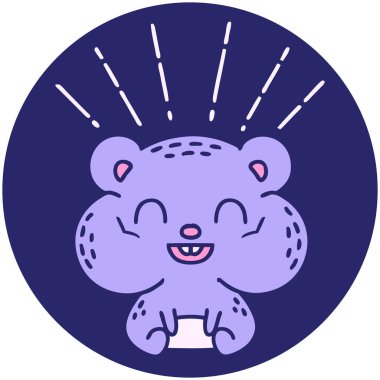 Dövme tarzının simgesi parlak neon renkli mutlu hamster.