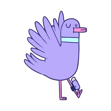 parlak neon renkli çizgi film kuşu