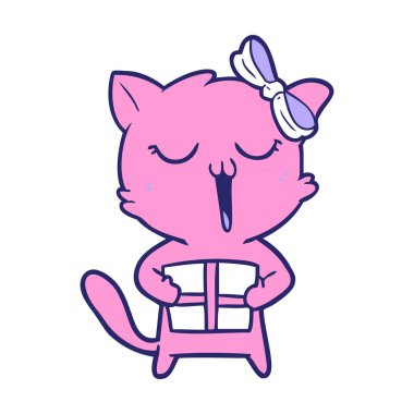 parlak neon renkli çizgi film kedisi