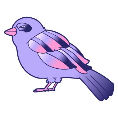 parlak neon renkli çizgi film kuşu