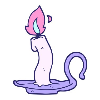 çizgi film karalaması parlak neon renginde yanan mum