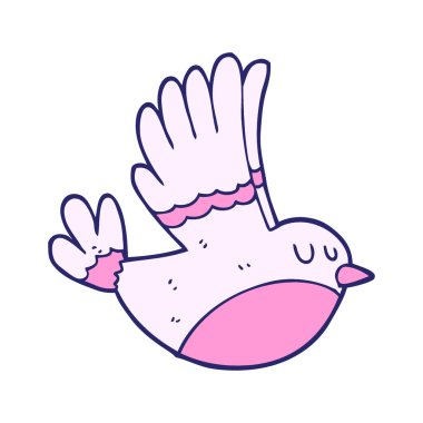 Parlak neon renkli uçan kuş serbest çizilmiş.