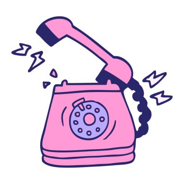 çizgi film karalama eski döner telefon parlak neon renk