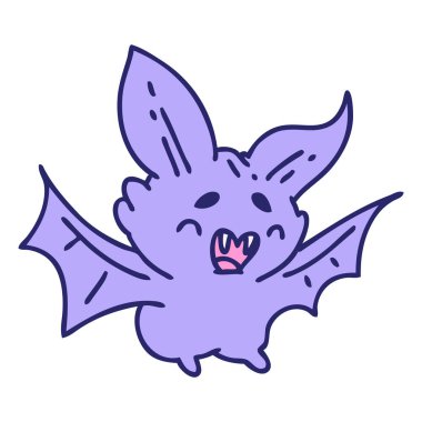 parlak neon renkli süper şirin bir cadılar bayramı yarasasının çizgi filmi