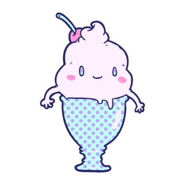 Parlak neon renkli tatlı çizgi film dondurması.