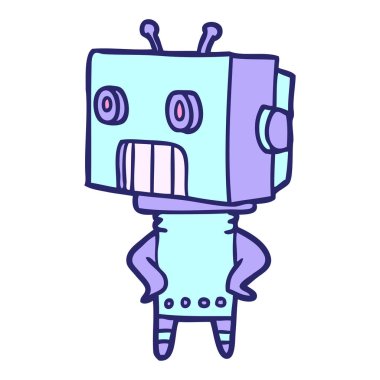 parlak neon renkli çizgi film robotu