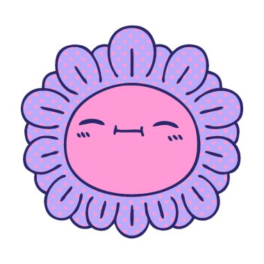 çizgi roman tarzı parlak neon renginde tuhaf karikatür çiçeği