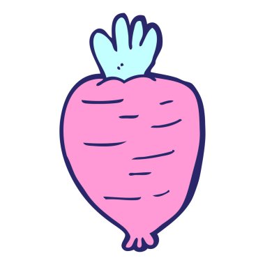 parlak neon renkli karikatür kökü sebzesi