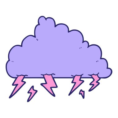 parlak neon renkli çizgi film gökgürültüsü bulutu