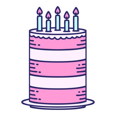 geleneksel doğum günü pastası şeklinde parlak neon renkli dövme.