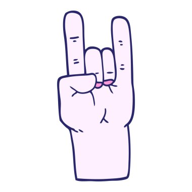 karikatür karalama rock müzik eli parlak neon rengi