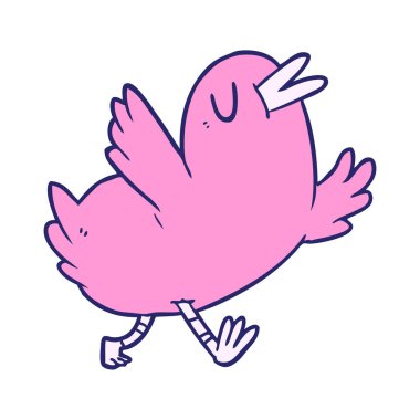 çizgi film mutlu kuş parlak neon rengi