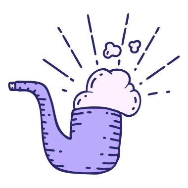 Parlak neon renkli geleneksel dövme piposunun çizimi