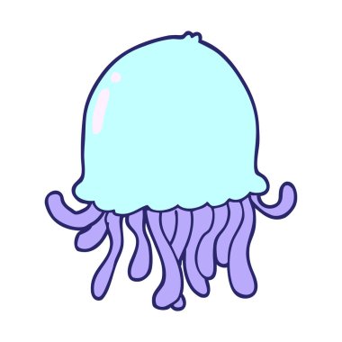 parlak neon renkli denizanası çizgi filmi