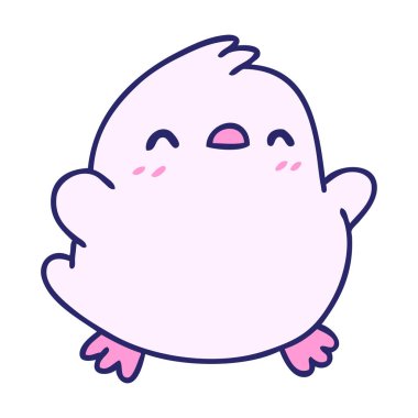 parlak neon renkli şirin küçük bir kuş karikatürü