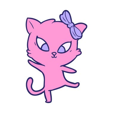 parlak neon renkli çizgi film kedisi