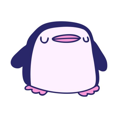 parlak neon renkli şirin bir penguenin gradyan çizimi kawaii