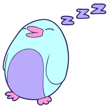 parlak neon renkli uyuyan penguen çizgi filmi