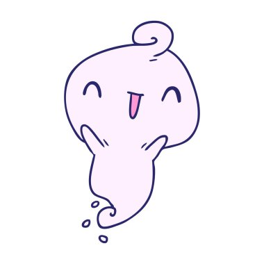 Çizgi film illüstrasyonu Kawaii parlak neon renkli ölü hayalet