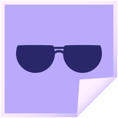 Güneş gözlüğü grafik vektör illüstrasyon kare etiketi parlak neon rengi