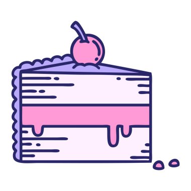 Parlak neon renkli bir pasta diliminin ikonik dövme şekli