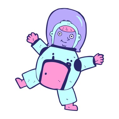 parlak neon renkli çizgi film astronotu