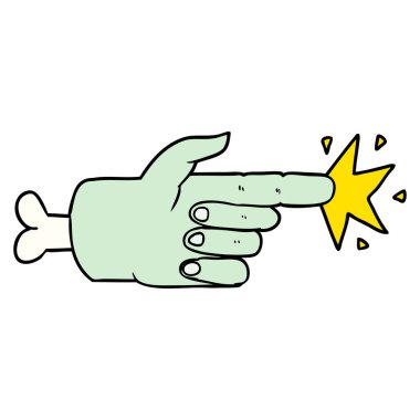 çizgi film zombi eli parlak neon rengi gösteriyor.